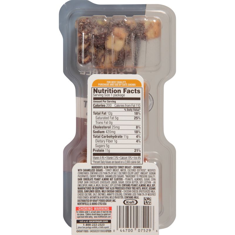 Oscar Mayer P3 Roasted Turkey, Cheddar Cheese & Dark Chocolate Peanut Almond Nut Clusters - 2oz