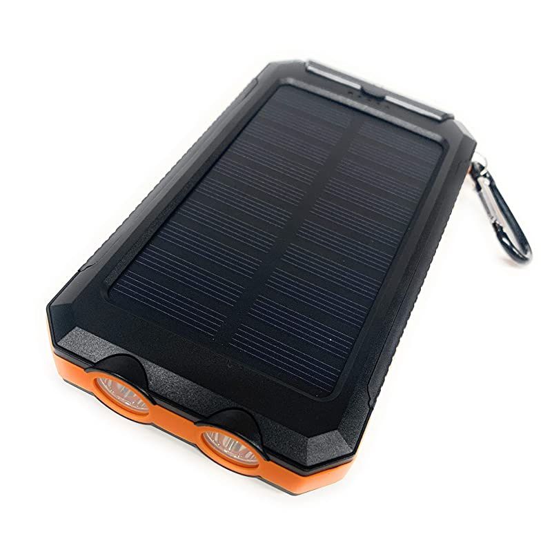Solar Cell Phone Charger USB Solar Battery Charger Solar Battery Pack Battery Backup Portable Power for with Protective Carry Case 2 USB charging ports Charging cord included