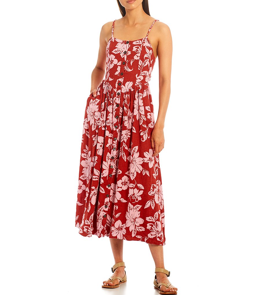 Free People The Perfect Square Neck Sleeveless Floral Midi Sundress