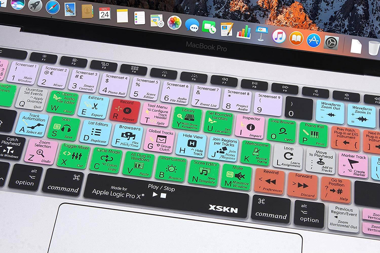 XSKN 2016 Shortcut Design Series Keyboard Skin Cover for New Macbook 12 (2015 Model A1534) and New MacBook Pro 13 (2016 Newest Version A1708, No Touch Bar), US&EU Version (Logic)