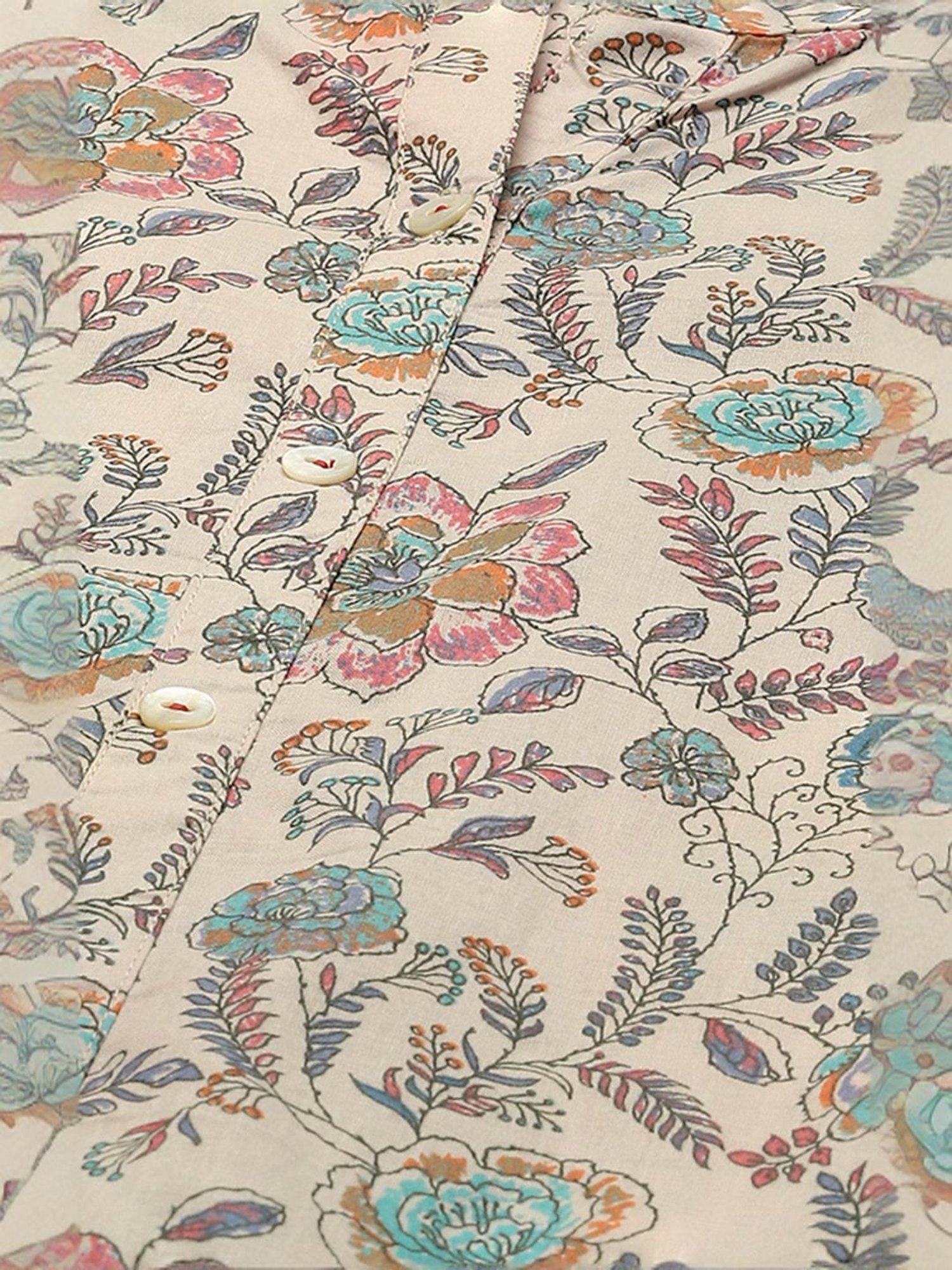 Rangriti Beige Cotton Printed Tunic