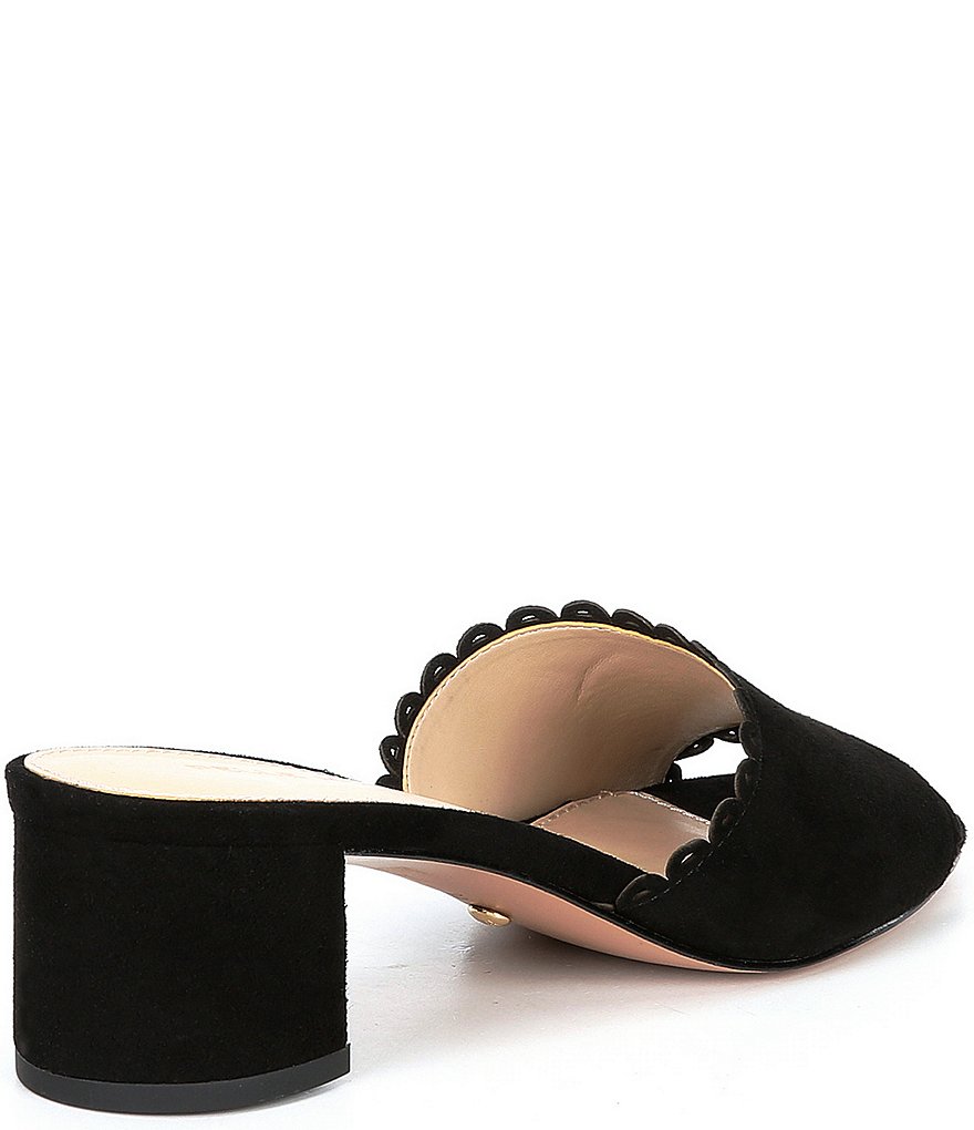Pelle Moda Rayna Suede Scalloped Block Heel Slides