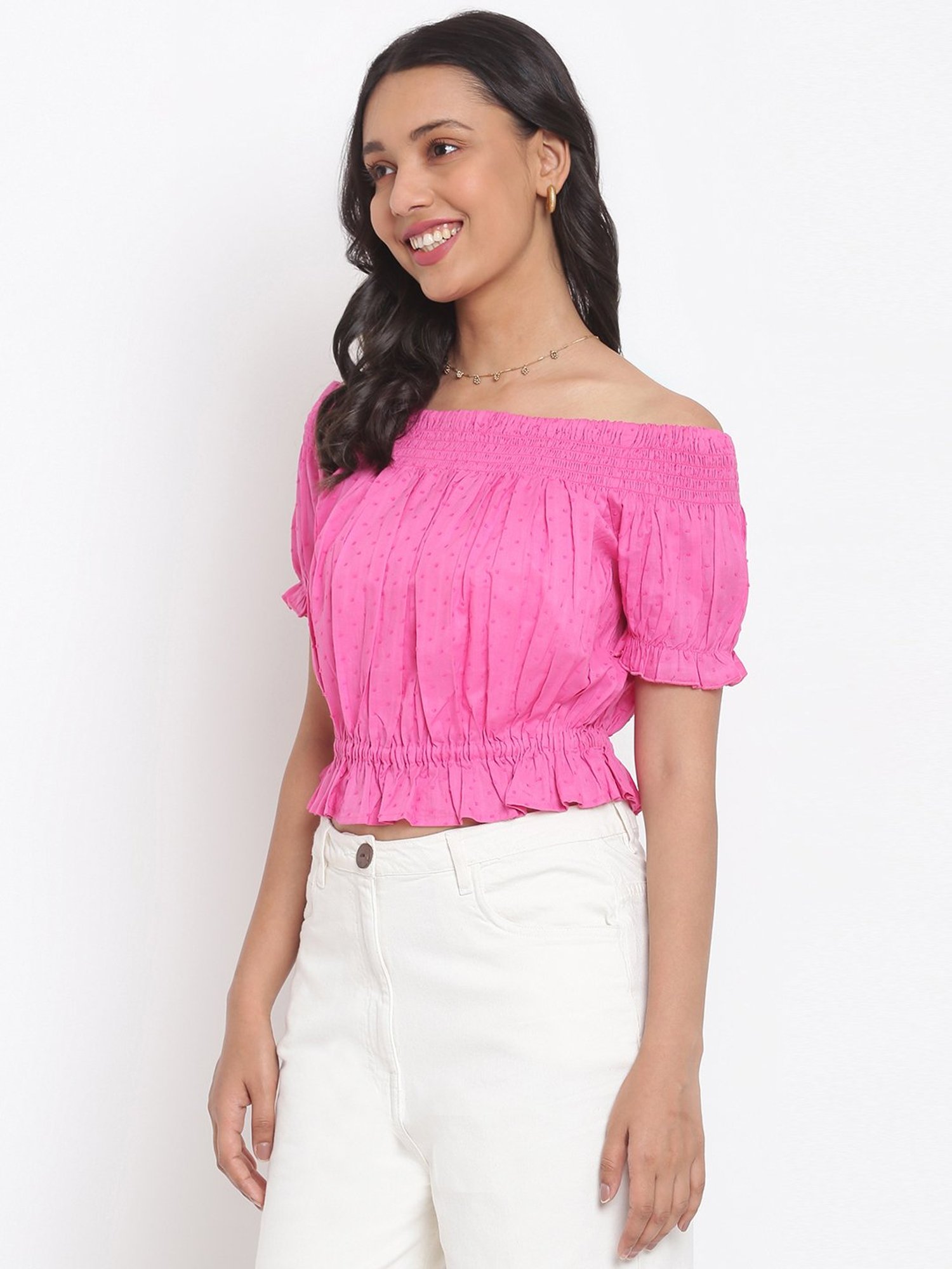 Fabindia Pink Cotton Printed Top