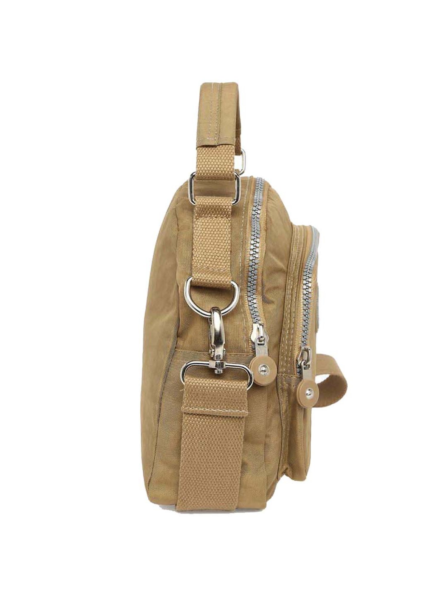 Baomi Beige Solid Medium Cross Body Bag