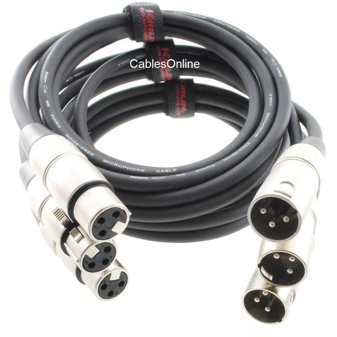 3-Pack 6ft XLR 3-Pin Male to Female 20AWG/2C OFC Microphone Cable, XR-0006A-3