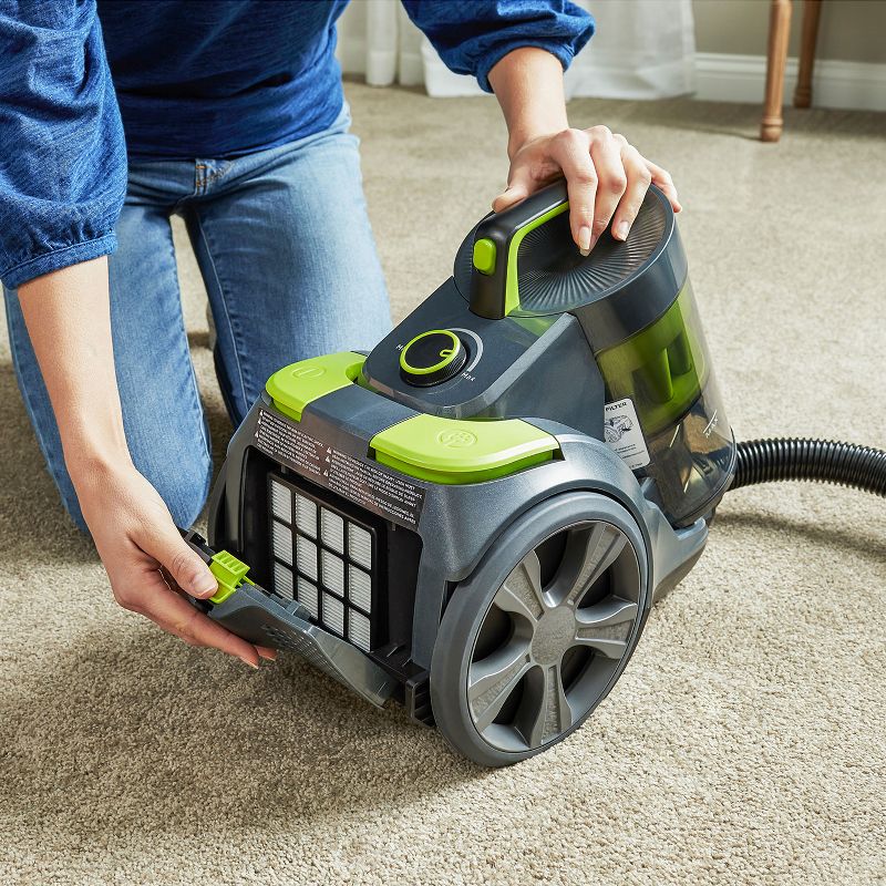 Black and Decker BDCAV217 1200 Amp Bagless Canister Vacuum Cleaner with HEPA Filter, 5 Foot Hose, and Multiple Attachment Heads, Gray