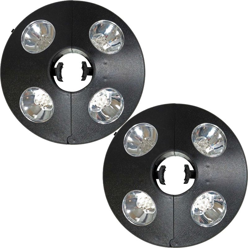 Sunnydaze Outdoor 4-Panel Cordless Battery Operated LED Patio Umbrella Pole and Tent Light - 8" - Black - 2pk