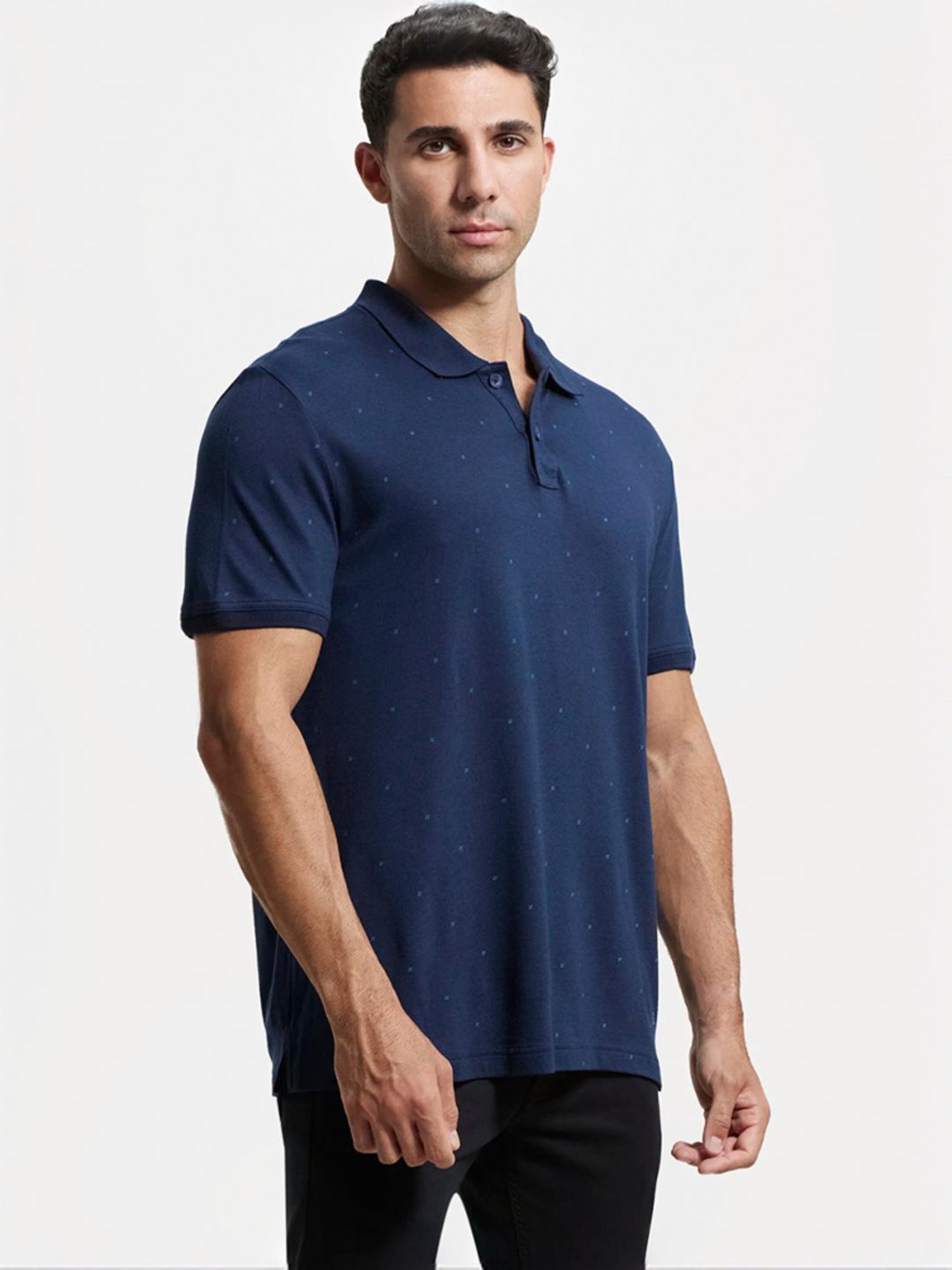Jockey IM16 Men's Tencel Micro Modal And Cotton Blend Printed Half Sleeve Polo T-Shirt