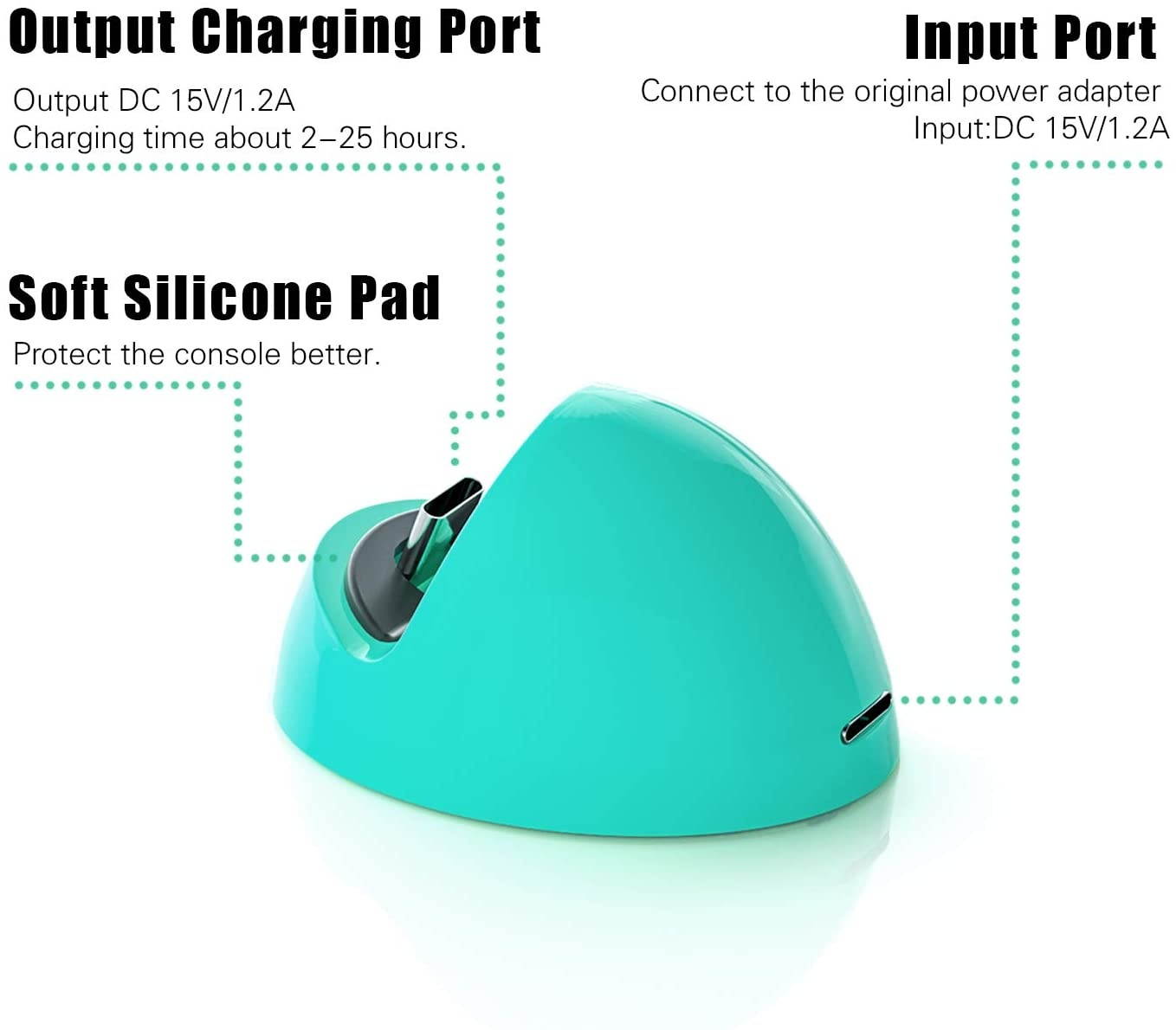 Charger Compatible with Nintendo Switch Lite, Charging Dock Compatible with Nintendo Switch Lite - Turquoise