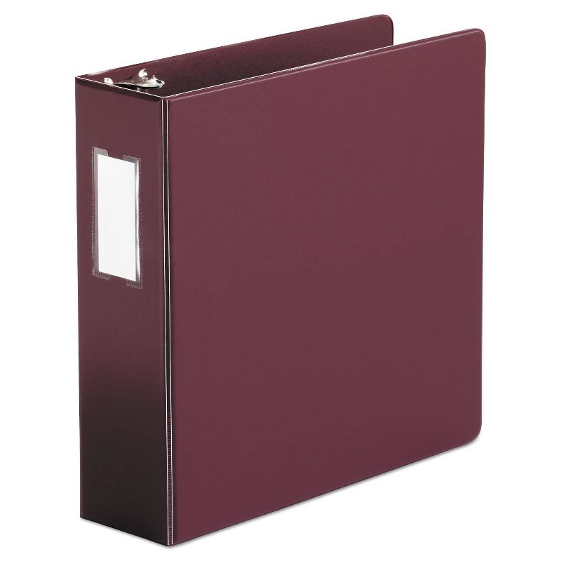 Universal Suede Round Ring Binder With Label Holder, 3" - Burgundy