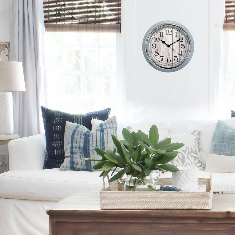 15" Farmhouse Style Wall Clock with Blue Case