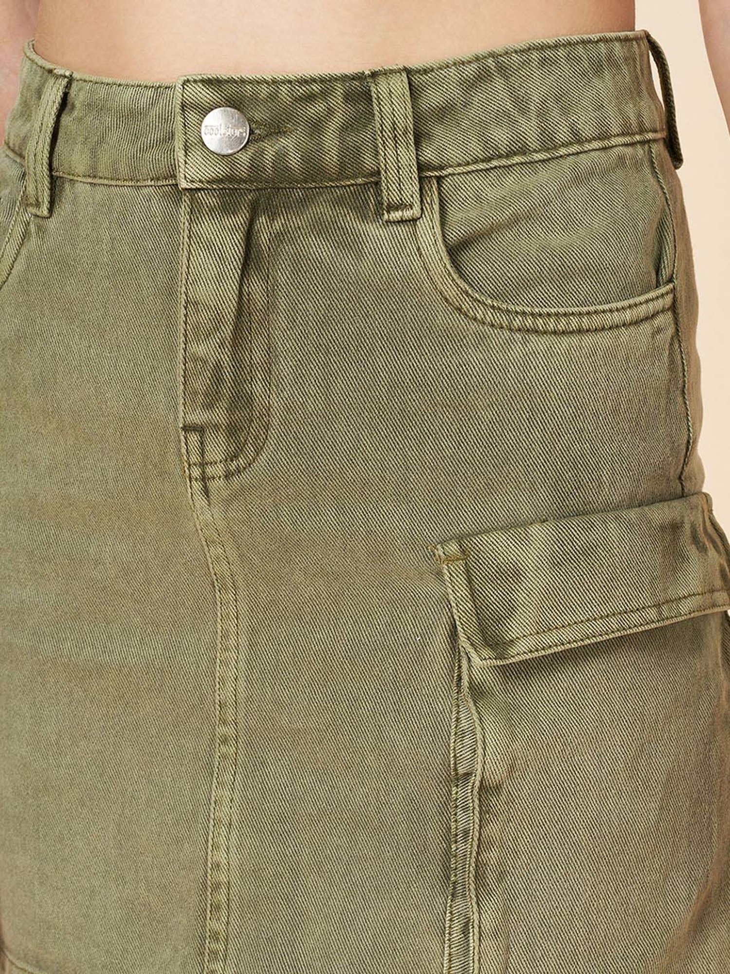 Coolsters by Pantaloons Girls Loden Green Cotton Solid Skirts