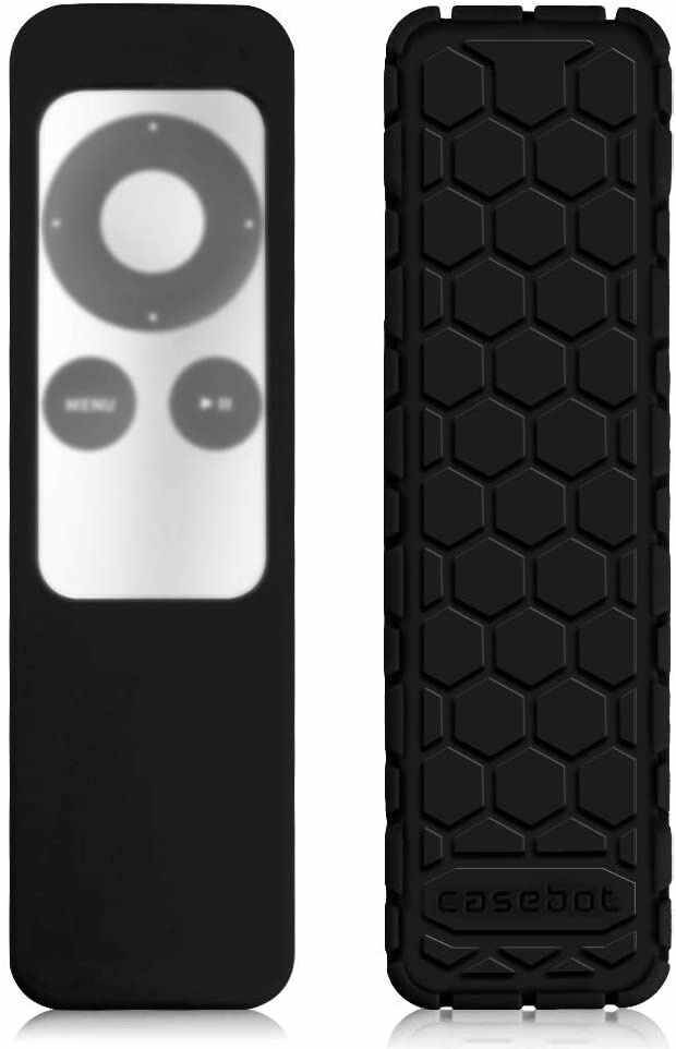 Fintie Protective Case for Apple TV 2 3 Remote Controller - CaseBot (Honey Comb Series) Light Weight (Anti Slip) Shock Proof Silicone Sleeve Cover, Black