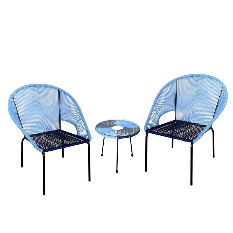 3pc Outdoor Conversation Set - Blue - TK Classics