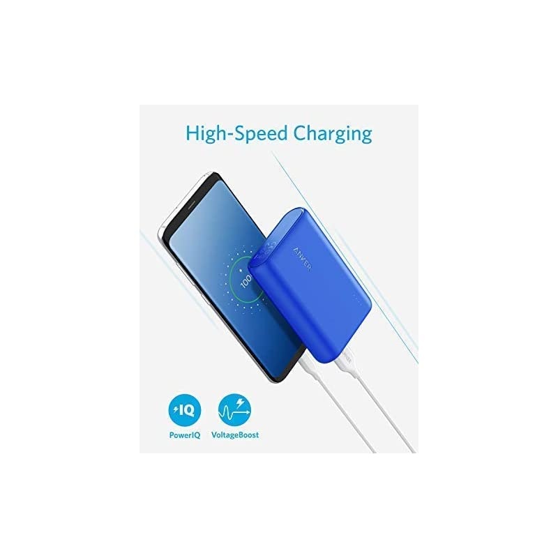 PowerCore 10000 Portable Charger, One of The Smallest and Lightest 10000mAh External Battery, Ultra-Compact High-Speed-Charging-Technology Power Bank for iPhone, Samsung Galaxy and More (Blue)