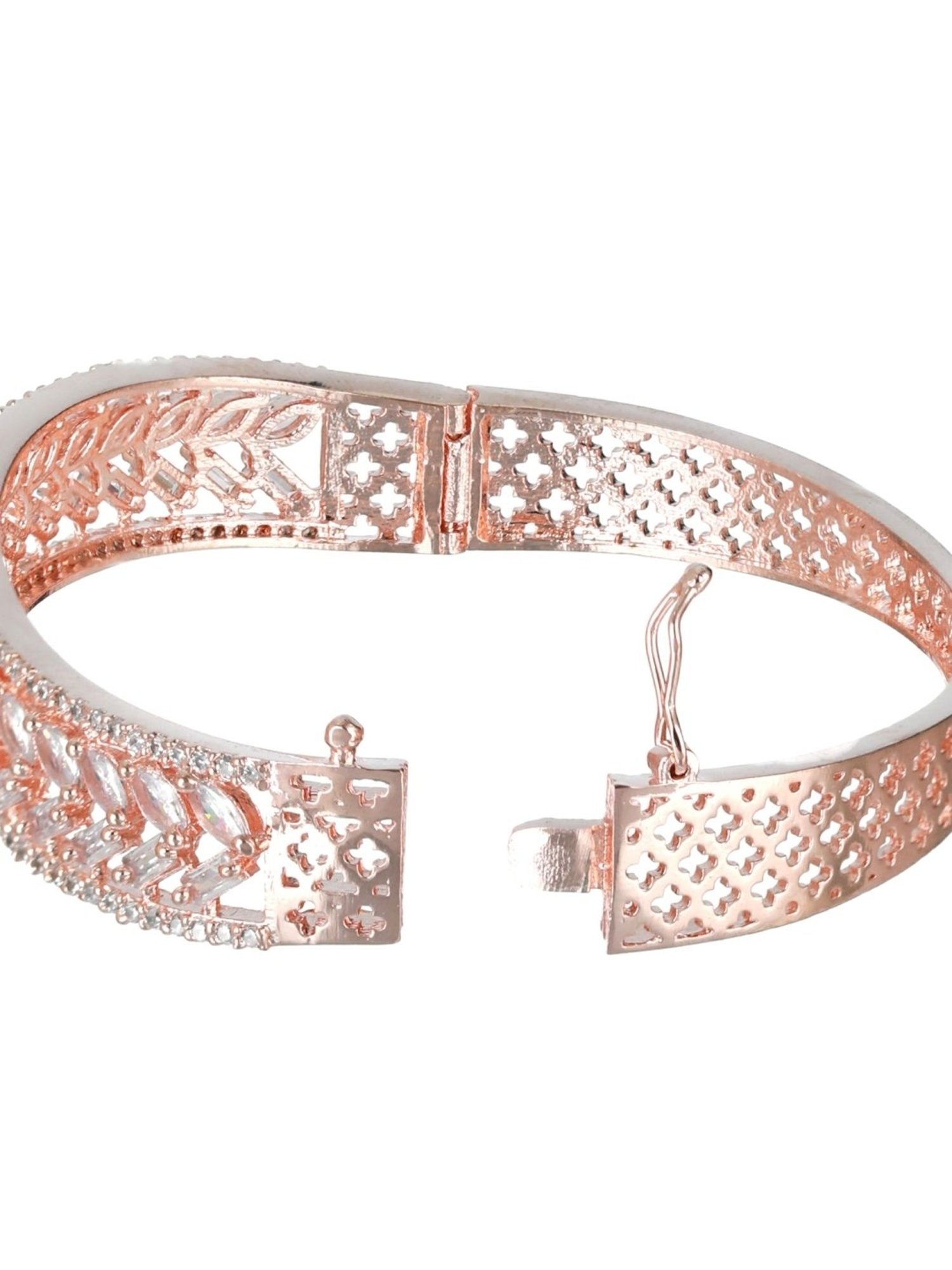 Aatmana Rose Gold-Plated American Diamond Studded Handcrafted Bangle-Style Bracelet