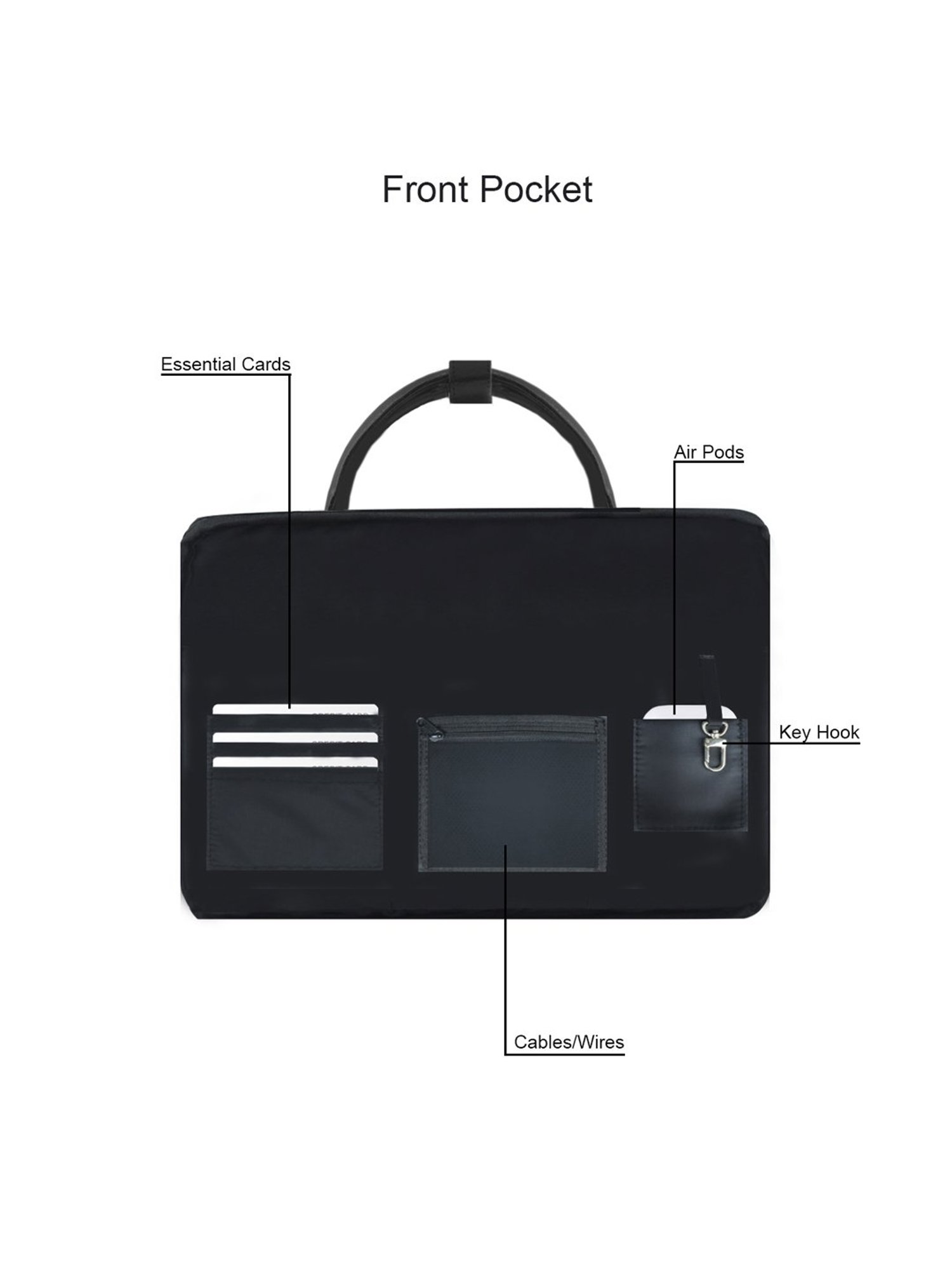 Carriall Elegant Black Polyester Medium Laptop Messenger Bags