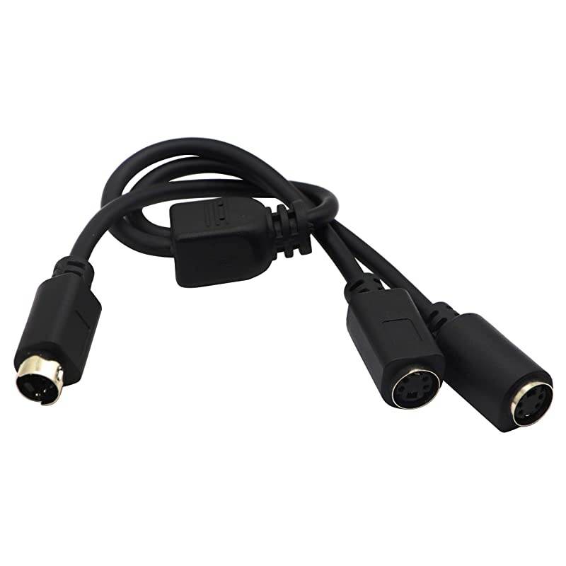 S-Video 4 Pin Mini DIN Y Splitter Connector Cable 4 Pin Mini DIN S-Video Male to 2 Female Y Splitter Extension Adapter Cable for SVHS/S-Video Cable(28CM/11Inch)