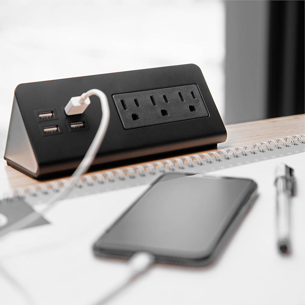 Desk edge mount power outlets with USB charge ports(1Pack)