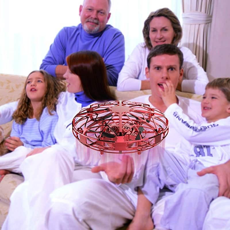 Drones for Kids amp Adults RC UFO Helicopter with LED Lights Hand Operated Easy Indoor Outdoor Small Orb Flying Ball Drone Toys Gifts for Beginners Boys amp GirlsRed