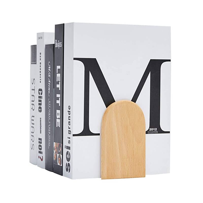 Wooden Bookends,Pack of 1 Pair,Non-Skid,German Beech Office Book Stand (Beech-B)