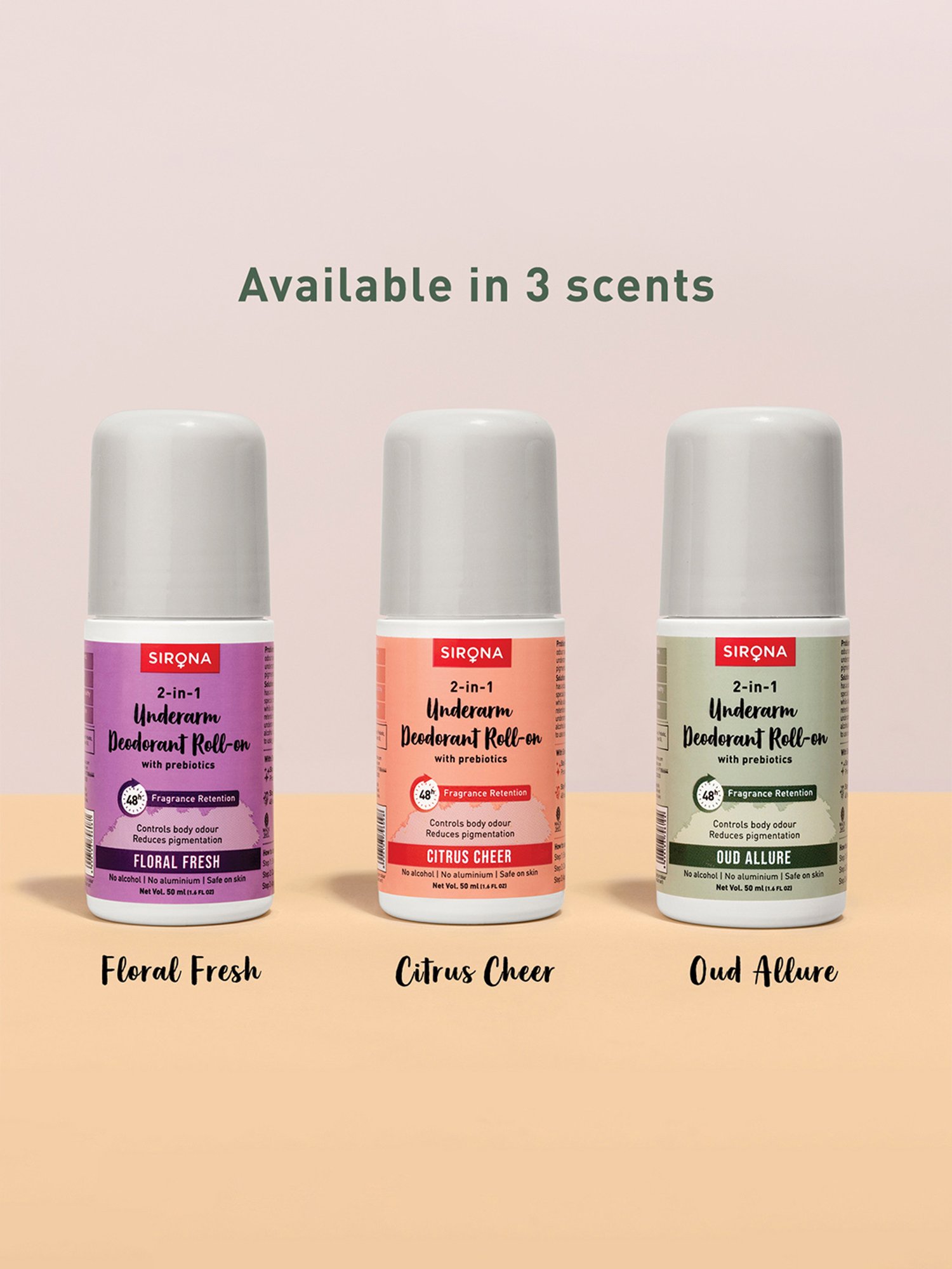 Sirona 2-in-1 Underarm Deodorant Roll On - 50 ml