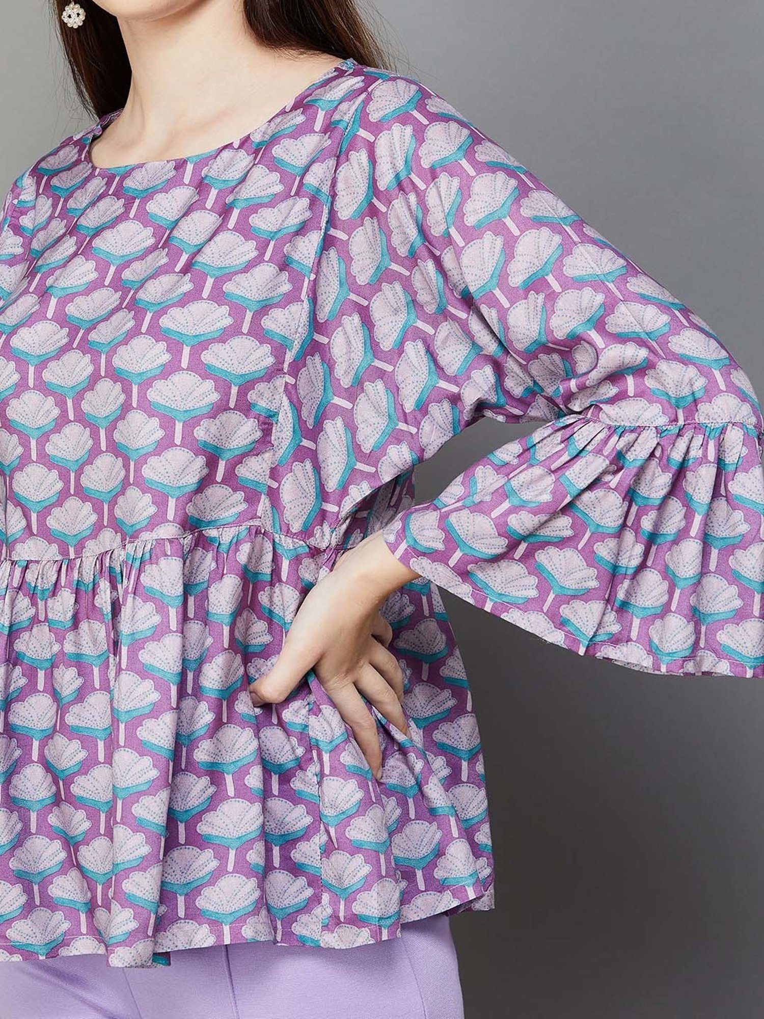 Colour Me by Melange Purple Printed Top