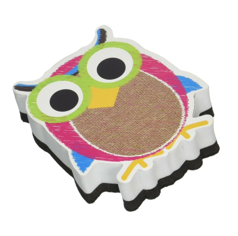 ASHLEY PRODUCTIONS Burlap Scribble Owl Magnetic Whiteboard Eraser