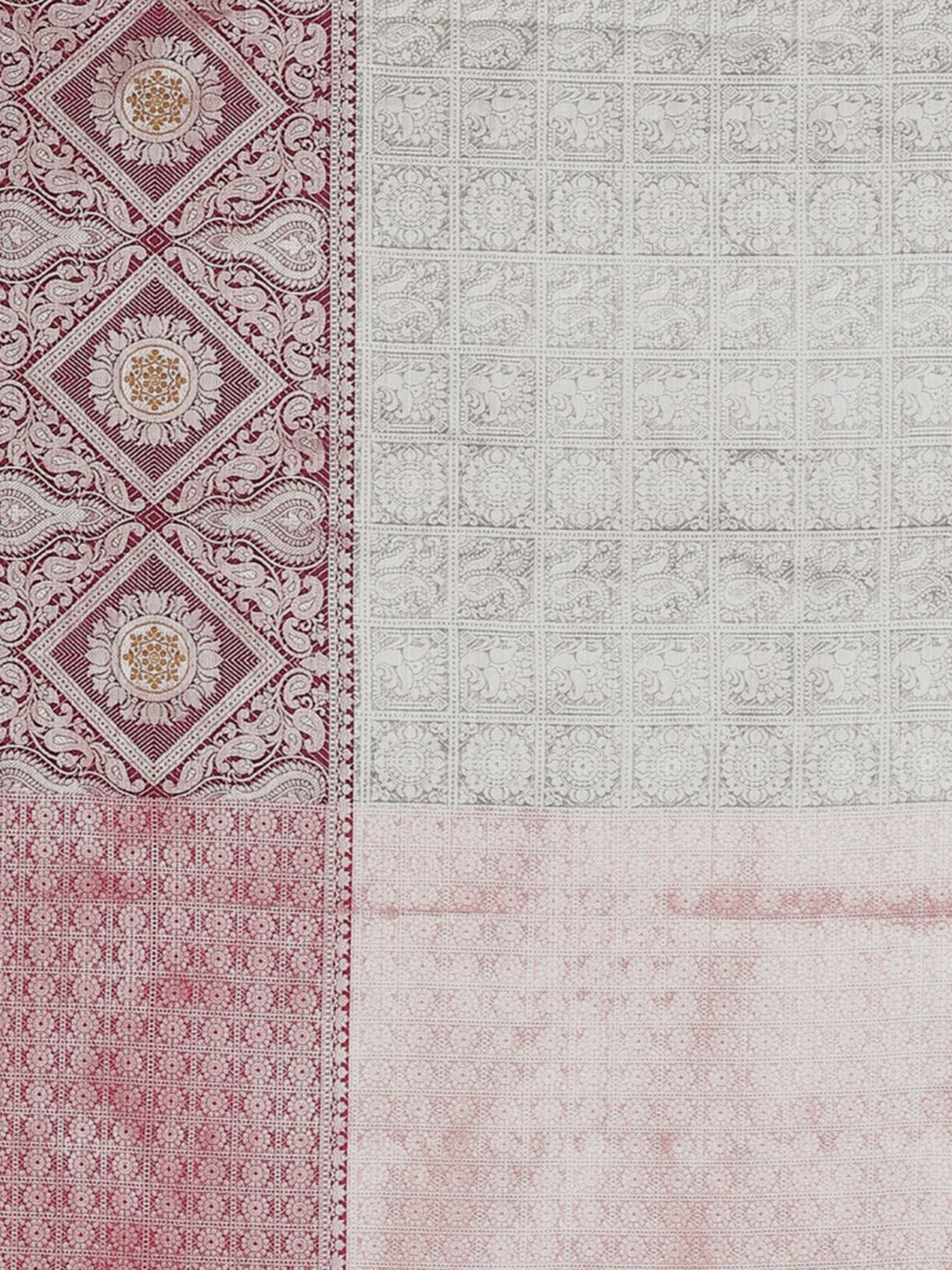 Banarasi Silk Works Silver Woven Saree With Unstitched Blouse