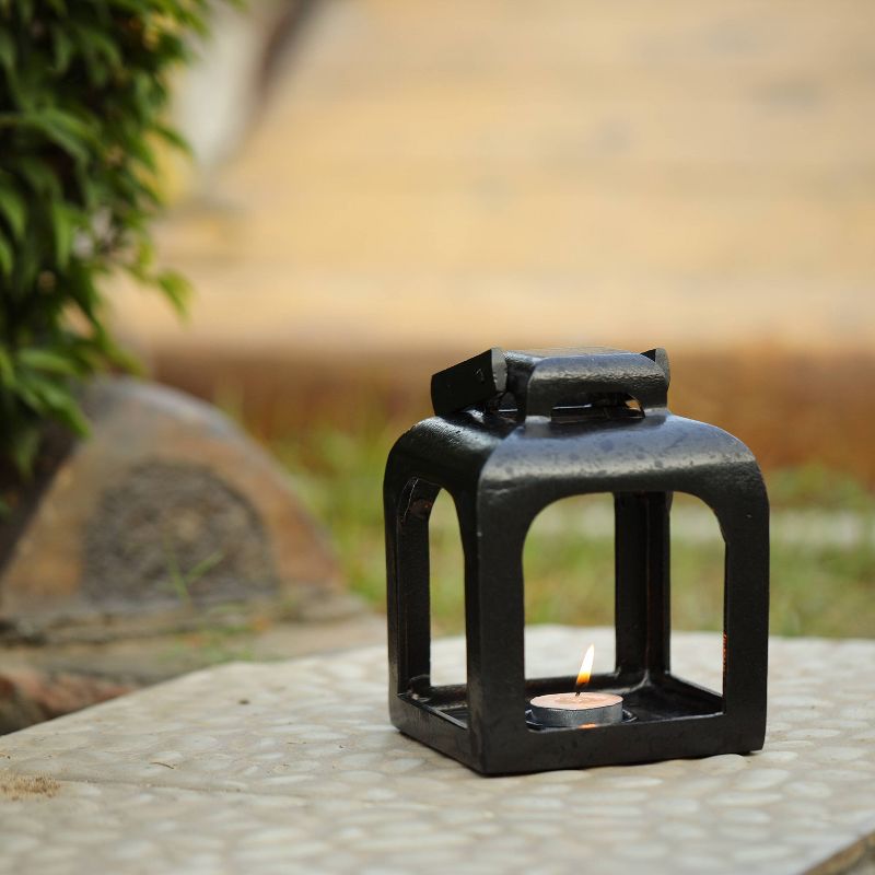 6.5" x 5" Aluminum Cast Metal Pillar Outdoor Lantern Black - Smith & Hawken™