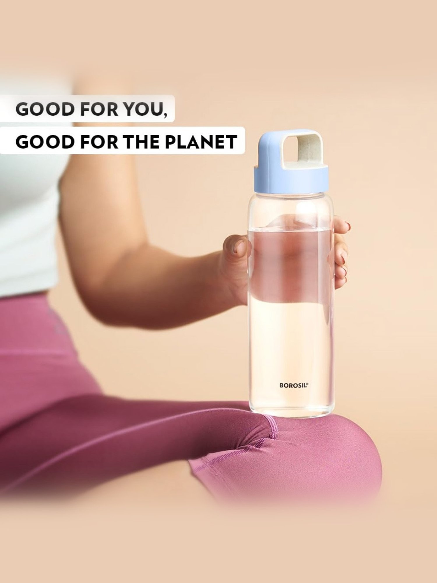 Borosil Water Bottle with Leakproof & Easy to Carry (Transparent, 750 ml)