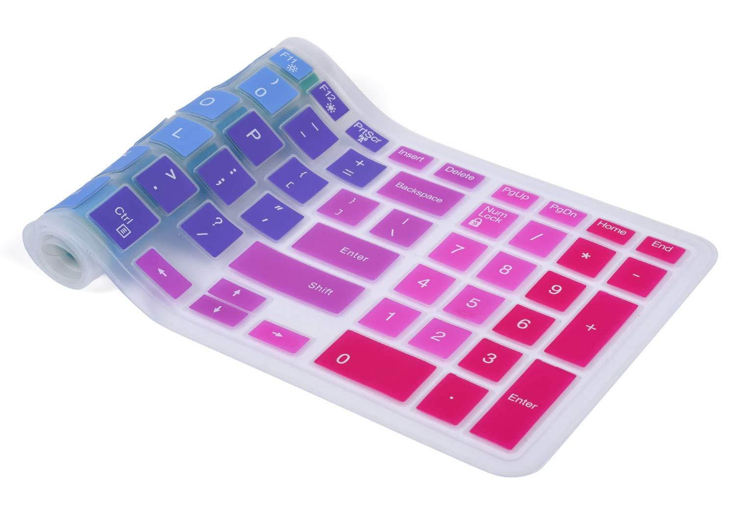 Colorful Dell Inspiron Keyboard Cover Compatible Dell G3 G5 G7 15.6 inch Series, 15.6" Dell Inspiron 15 3000 5000 7000 Series, 17.3" DELL Inspiron 17 5000 Series(with Numeric Keypad), Rainbow