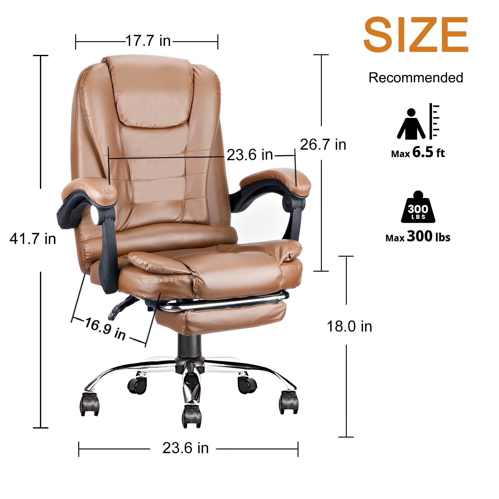 (Ship from US!!!)  High Back Office Swivel Chair, PU Leather Gaming Chair, Computer Chair, Desk Chair with Padded Armrests, Adjustable Height and Angle Ergonomic Task Chair with Lumbar Support