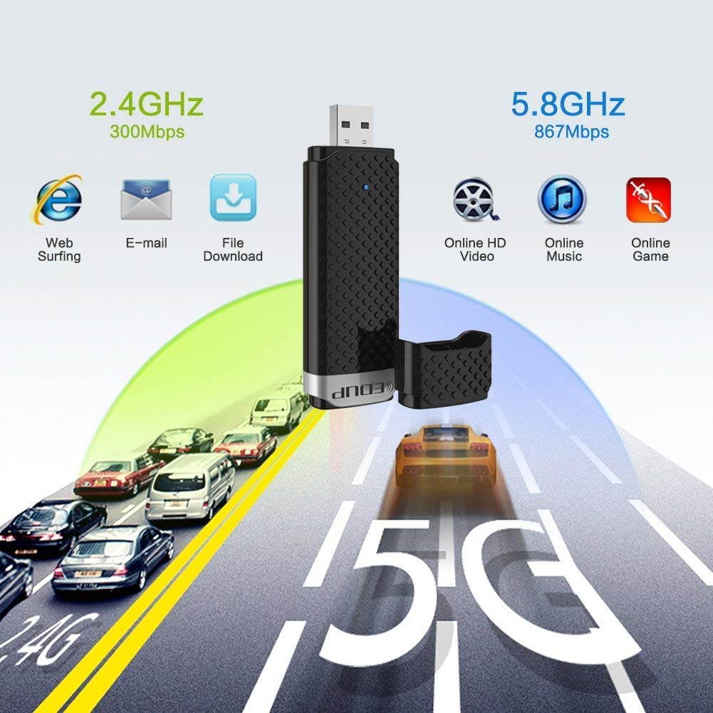EDUP WiFi Adapter AC1200Mbps USB 3.0 Wireless Adapter 5GHz/2.4GHz Dual Band 802.11AC WiFi USB for PC/Desktop/Laptop,Support Win 10/8.1/7/XP/Mac OS 10.9-10.13