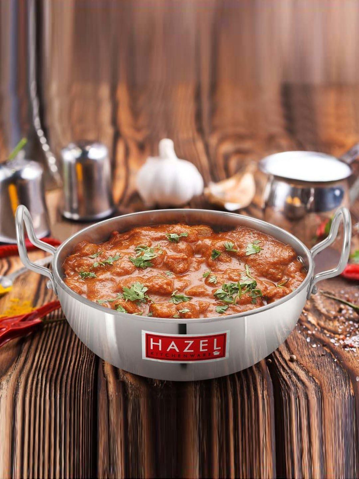 ALLO Silver Stainless Steel Induction Friendly Triply Kadhai (3 L)