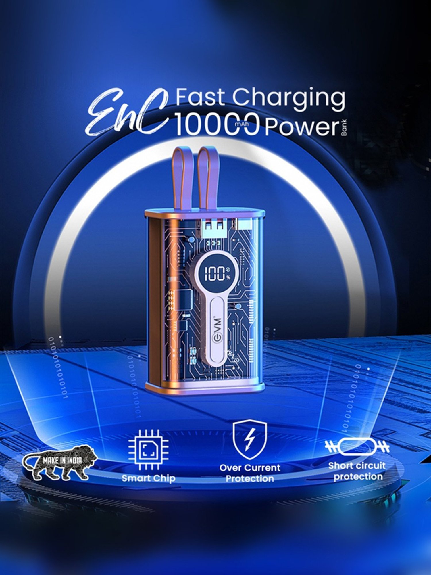 EVM ENC Power Bank 10000 mAh 25W Fast Charging (Black)