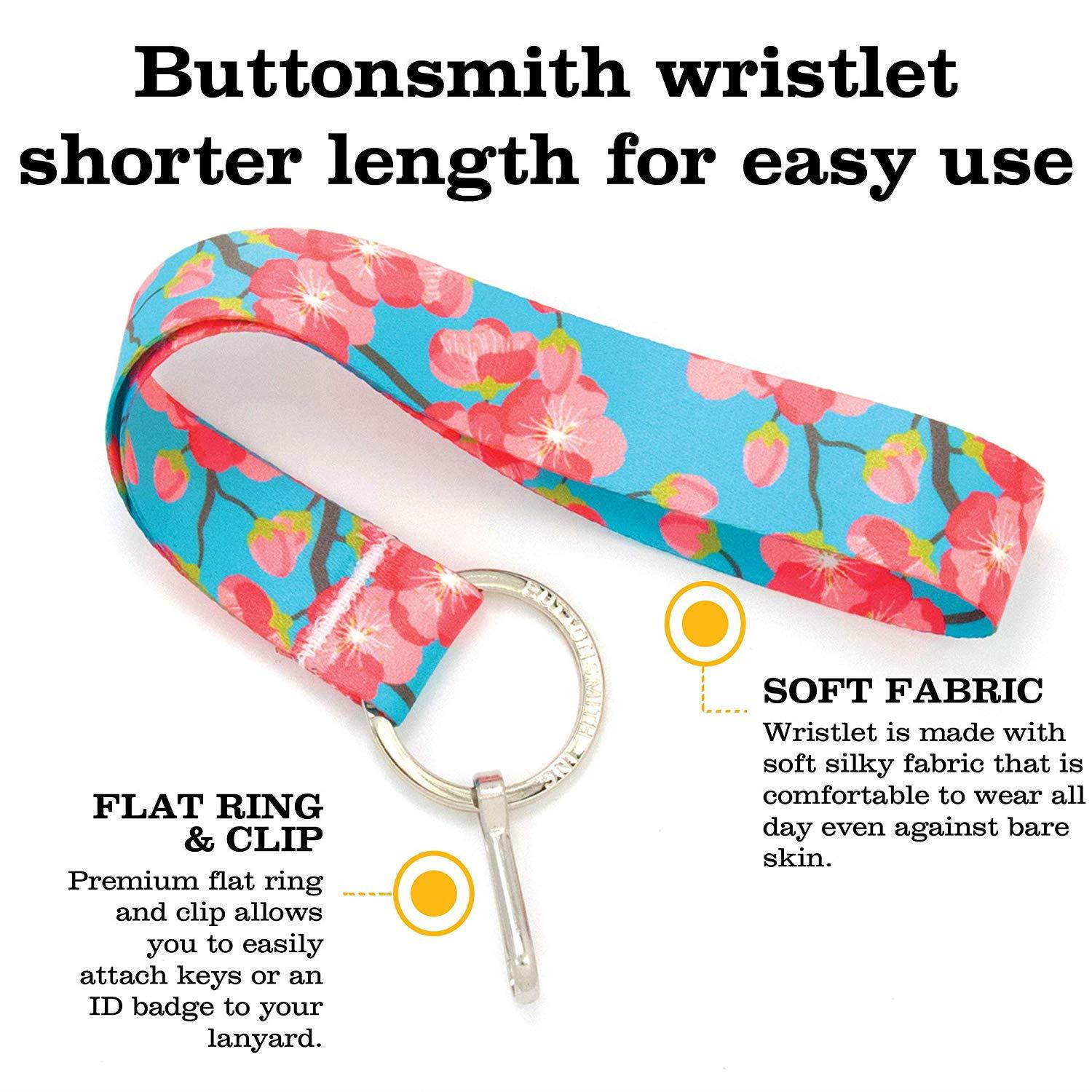 Buttonsmith Cheery Cherry Blossoms Premium Wristlet - Made in USA