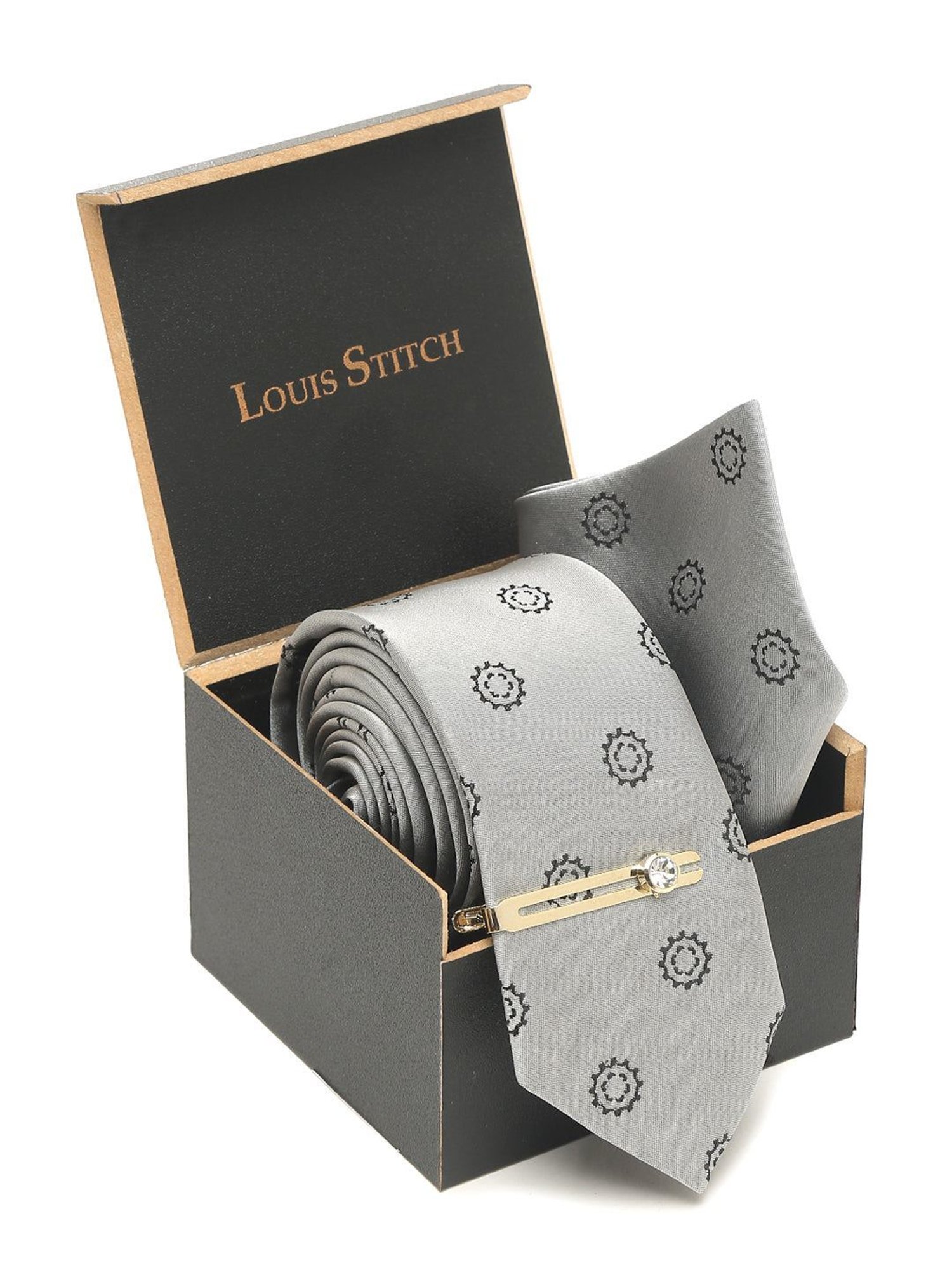 Louis Stitch Blue Printed Necktie Gift Set - Set of 3