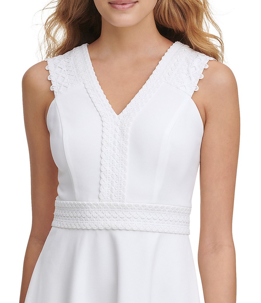 Kensie Lace Trim Sleeveless A-Line Dress