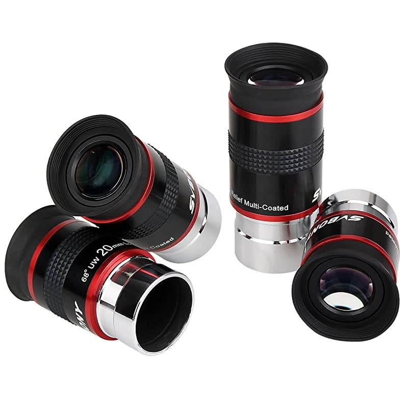 Telescope Eyepiece FMC Broadband Green Film Eyepiece 1.25 68 Degree Ultra Wide Angle Eyepiece Set for Astronomical Telescope(6mm 9mm 15mm 20mm)