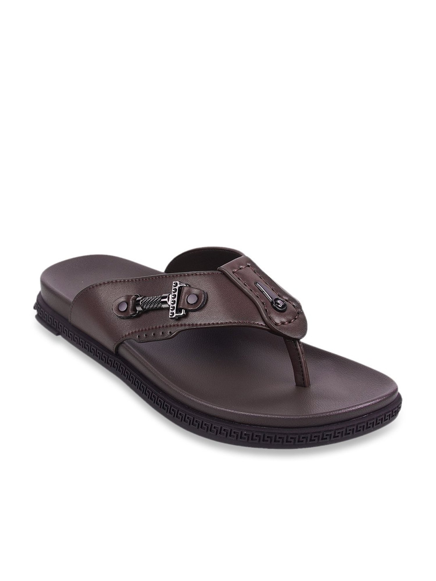 J. Fontini by Mochi Men's Brown Thong Sandals