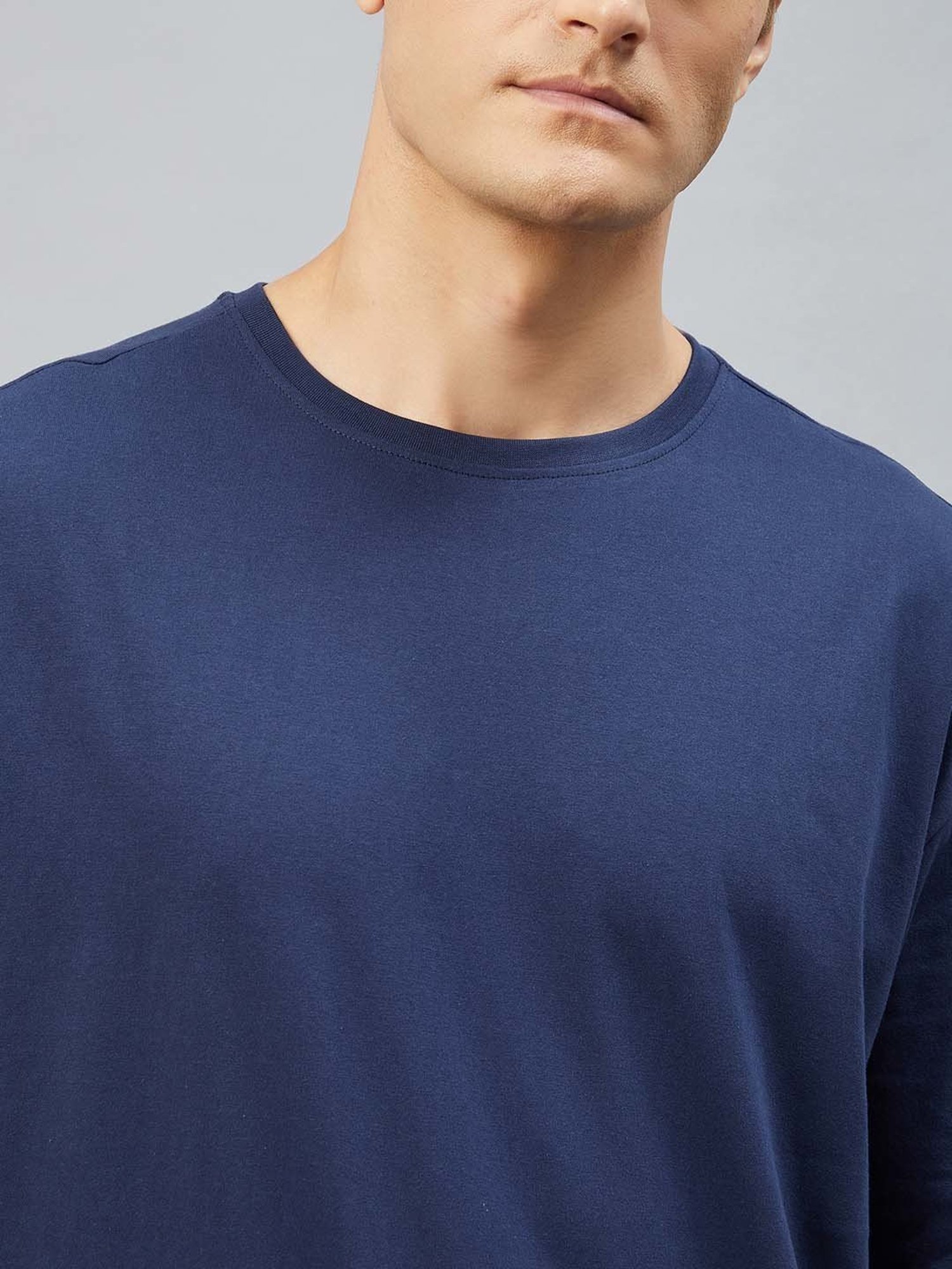 CHIMPAAANZEE Dark Blue Loose Fit Oversized Crew T-Shirt