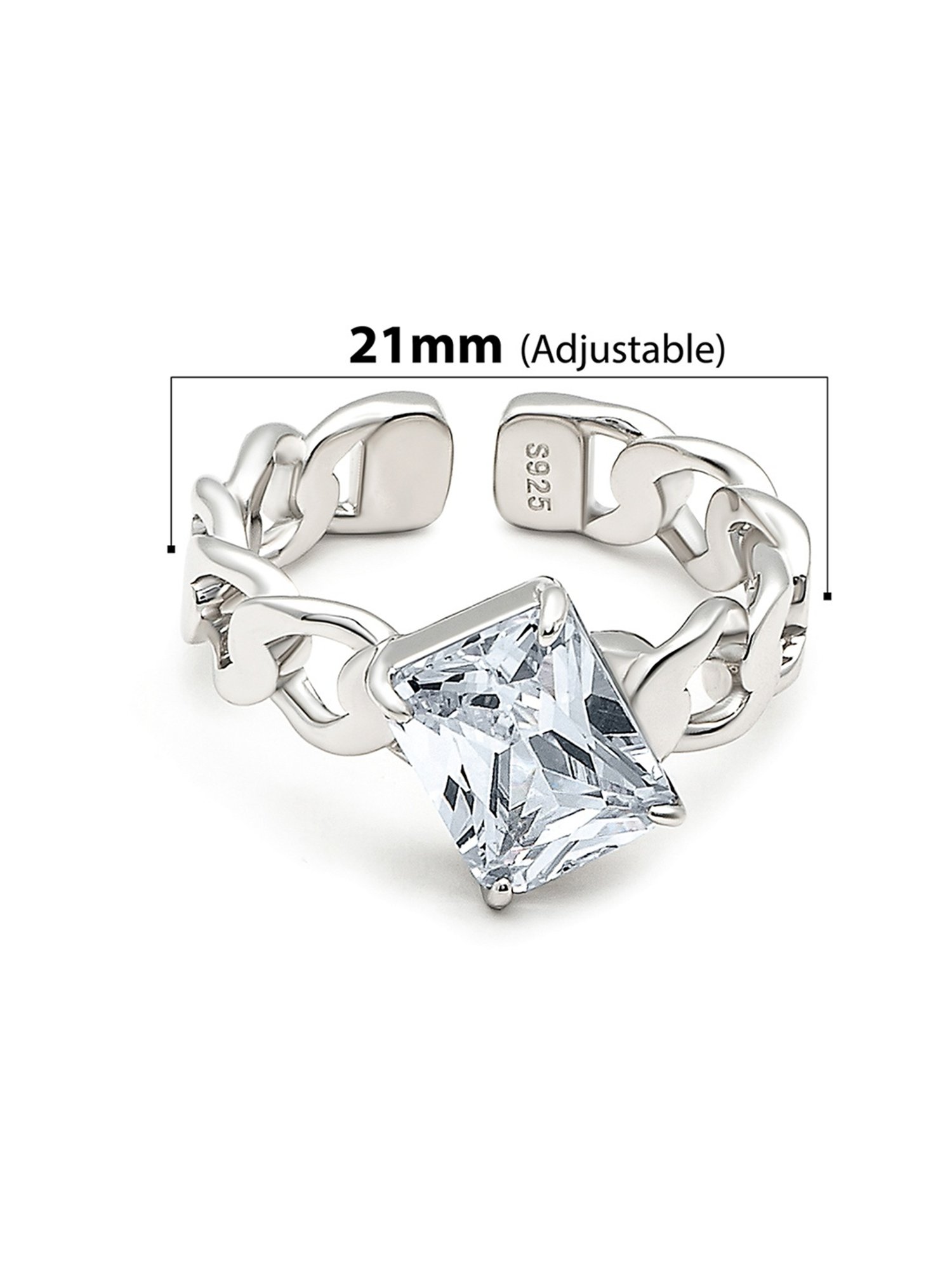 Silberry 92.5 Sterling Silver Crystal Aura Ring