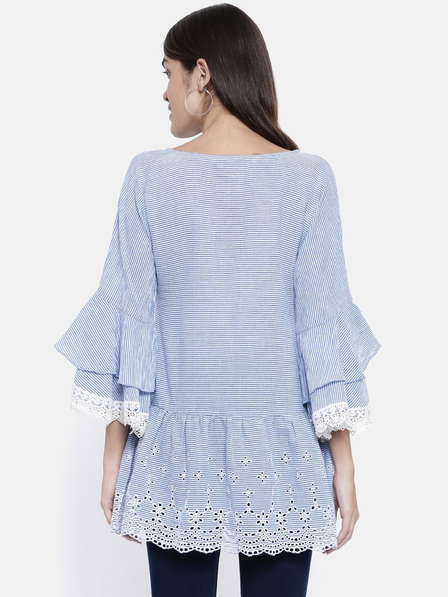 The Kaftan Company Blue Striped Top