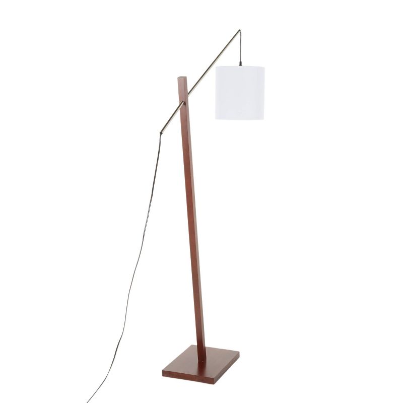 Arturo Contemporary Floor Lamp with Walnut Wood and Fabric Shade White (Includes LED Light Bulb) - LumiSource