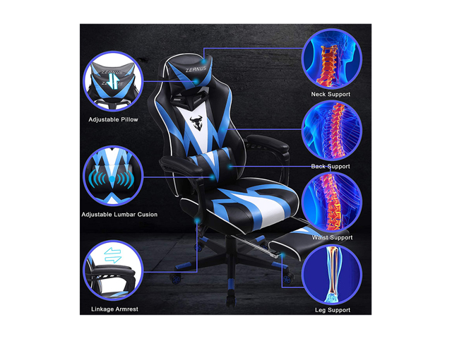 Zeanus Pink Ergonomic Gaming Chair for Girl, Gaming Chair with Footrest, Gaming Chair for Adults, High Back Racing Chair, Computer Chair with Massage, E-Sports Gamer Chair, Big and Tall Gaming Chair