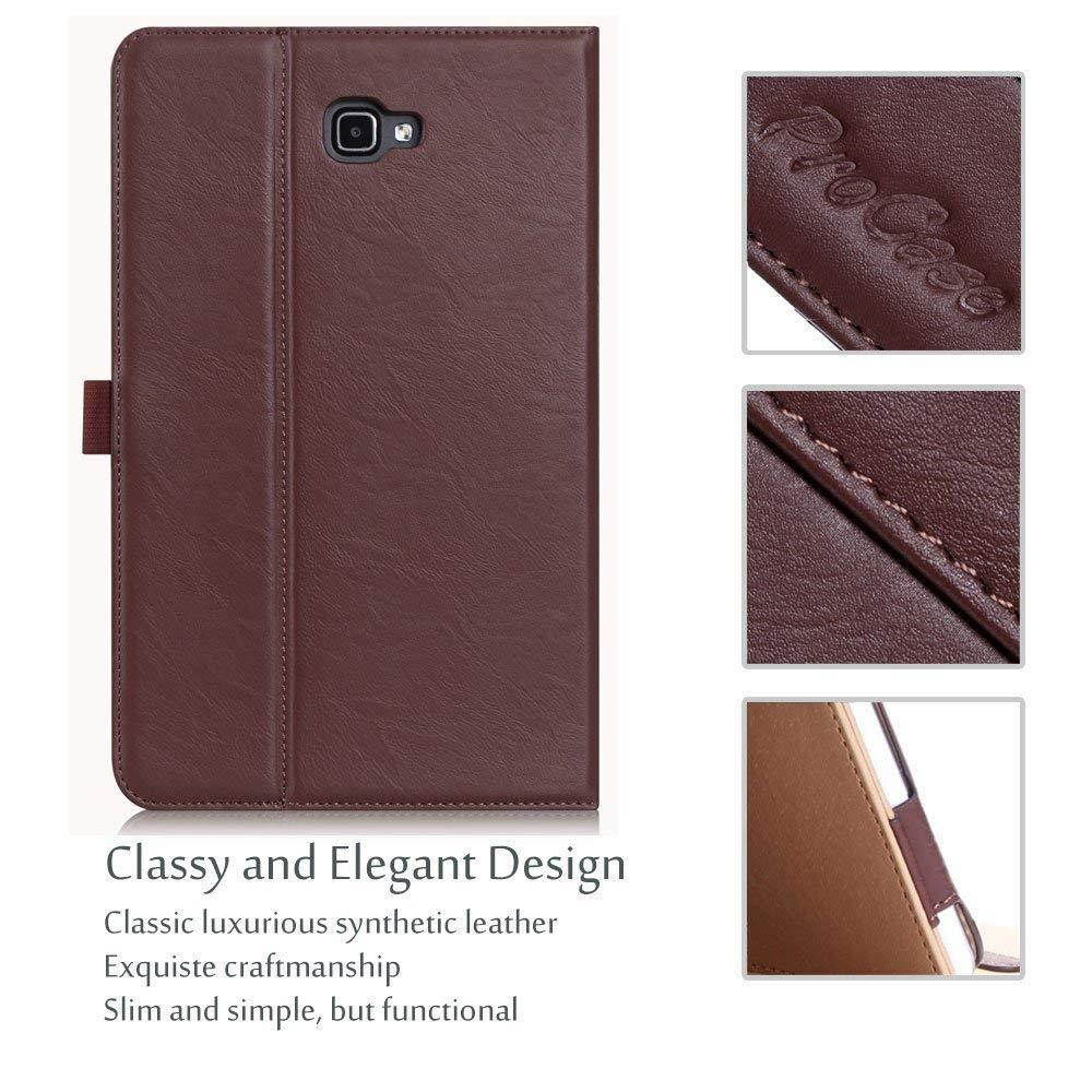ProCase Samsung Galaxy Tab A 10.1 Case - Stand Folio Case Cover for Galaxy Tab A 10.1" Tablet SM-T580 T585 T587 (NO S Pen Version), with Multiple Viewing Angles, Document Card Pocket - Brown