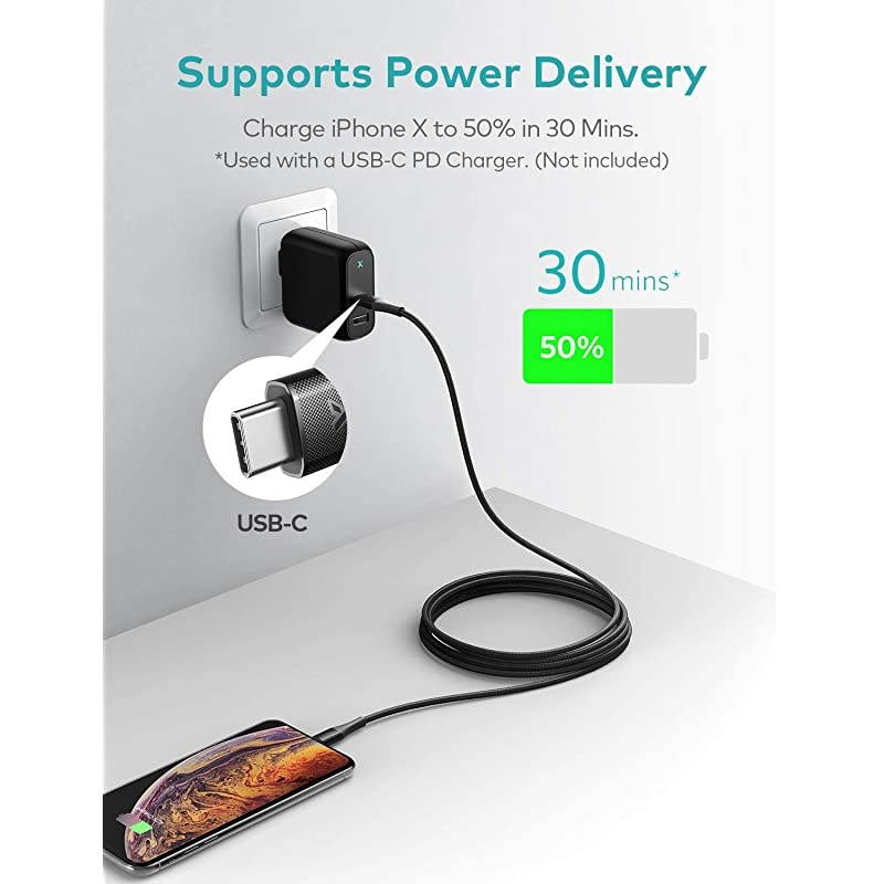 USB C to Lightning Cable iPhone 12 Charger Cable 6ft Apple MFi Certified Fast Charging Support Power Delivery Nylon Braided Cable for iPhone 121111 Pro MaxXS MaxXSXRX88 Plus Black