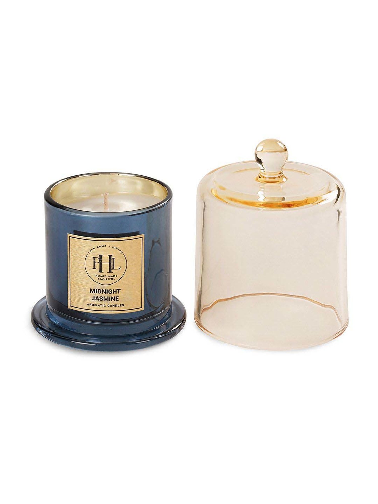 Pure Home and Living Blue Glass Midnight Jasmine Bell Jar Candle (150ml)
