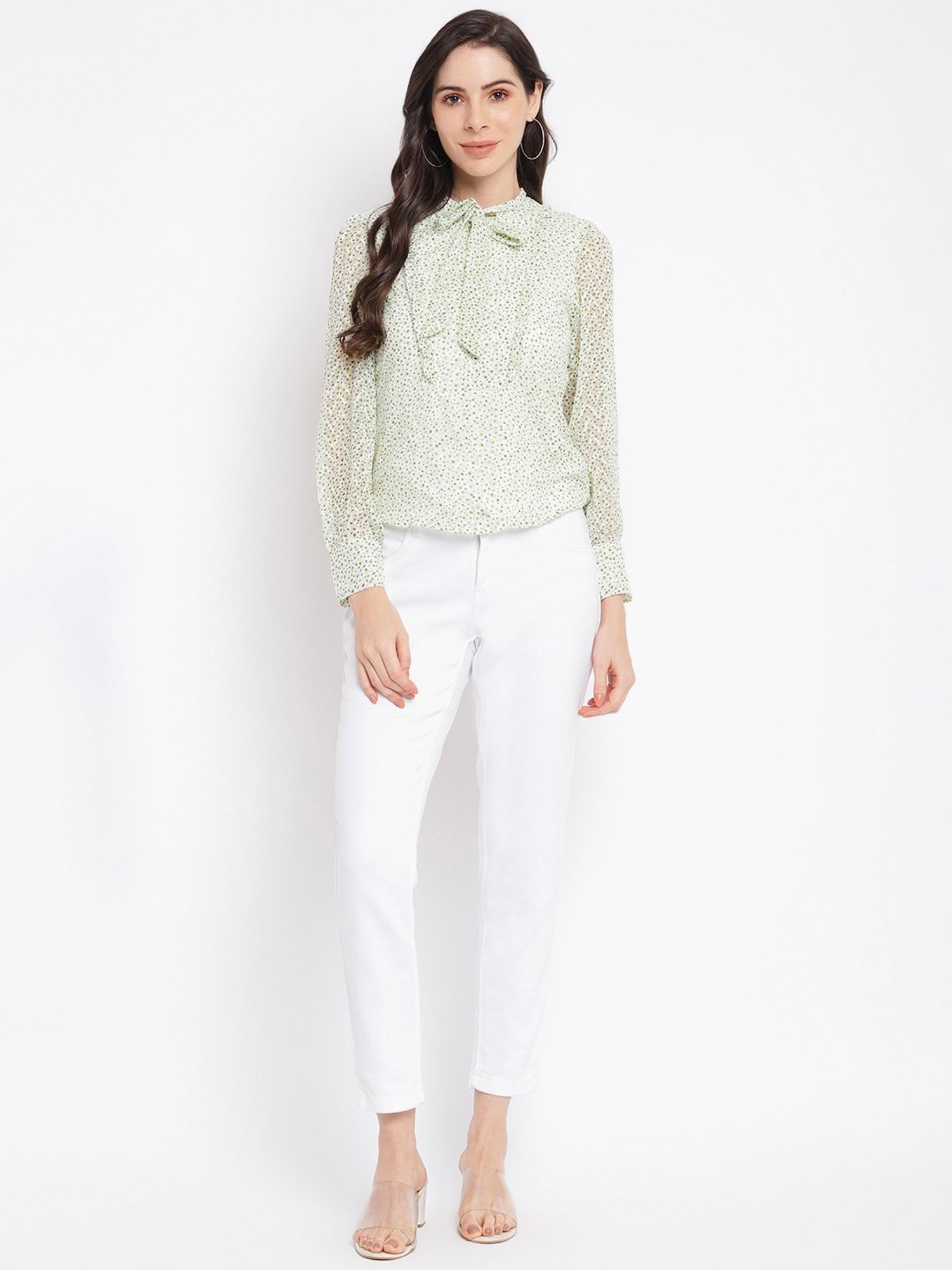 Latin Quarters Green Printed Top